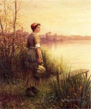  Sunset Painting - The Golden Sunset countrywoman Daniel Ridgway Knight